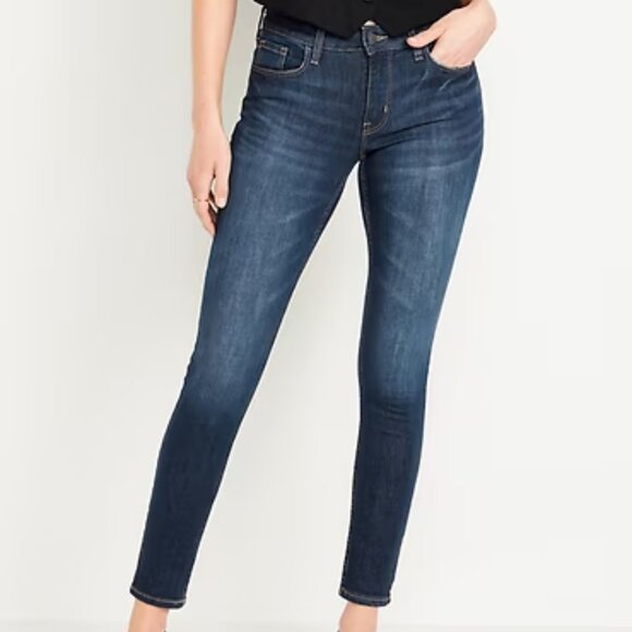 Old Navy Mid-Rise Rockstar Super-Skinny Jeans Size 8 Long Tall Dark Wash Stretch - Picture 4 of 5